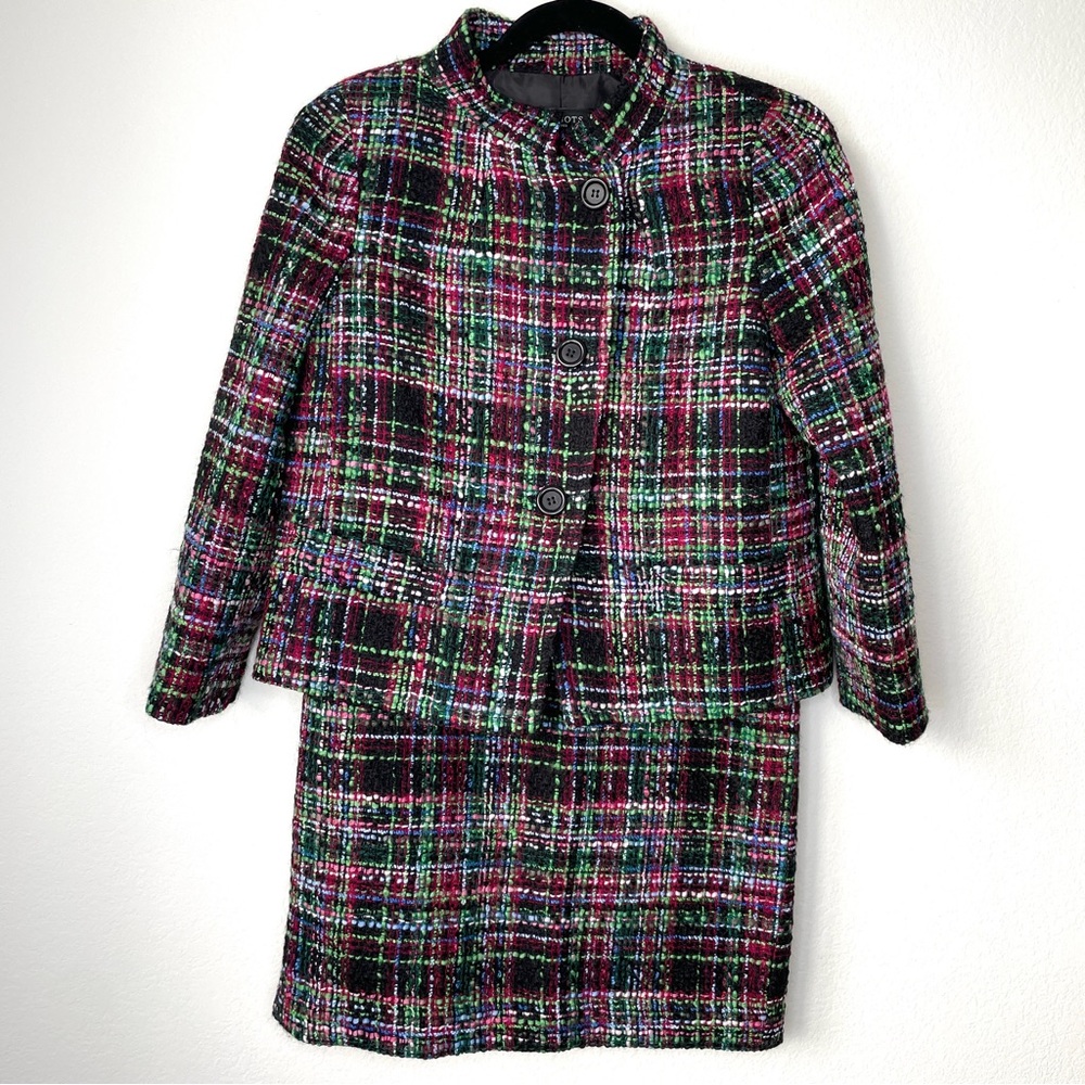 Talbots Multicolor Plaid Blazer and Skirt Set